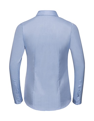 RUS-0R962F0-Ladies' Long Sleeve Tailored Herringbone Shirt